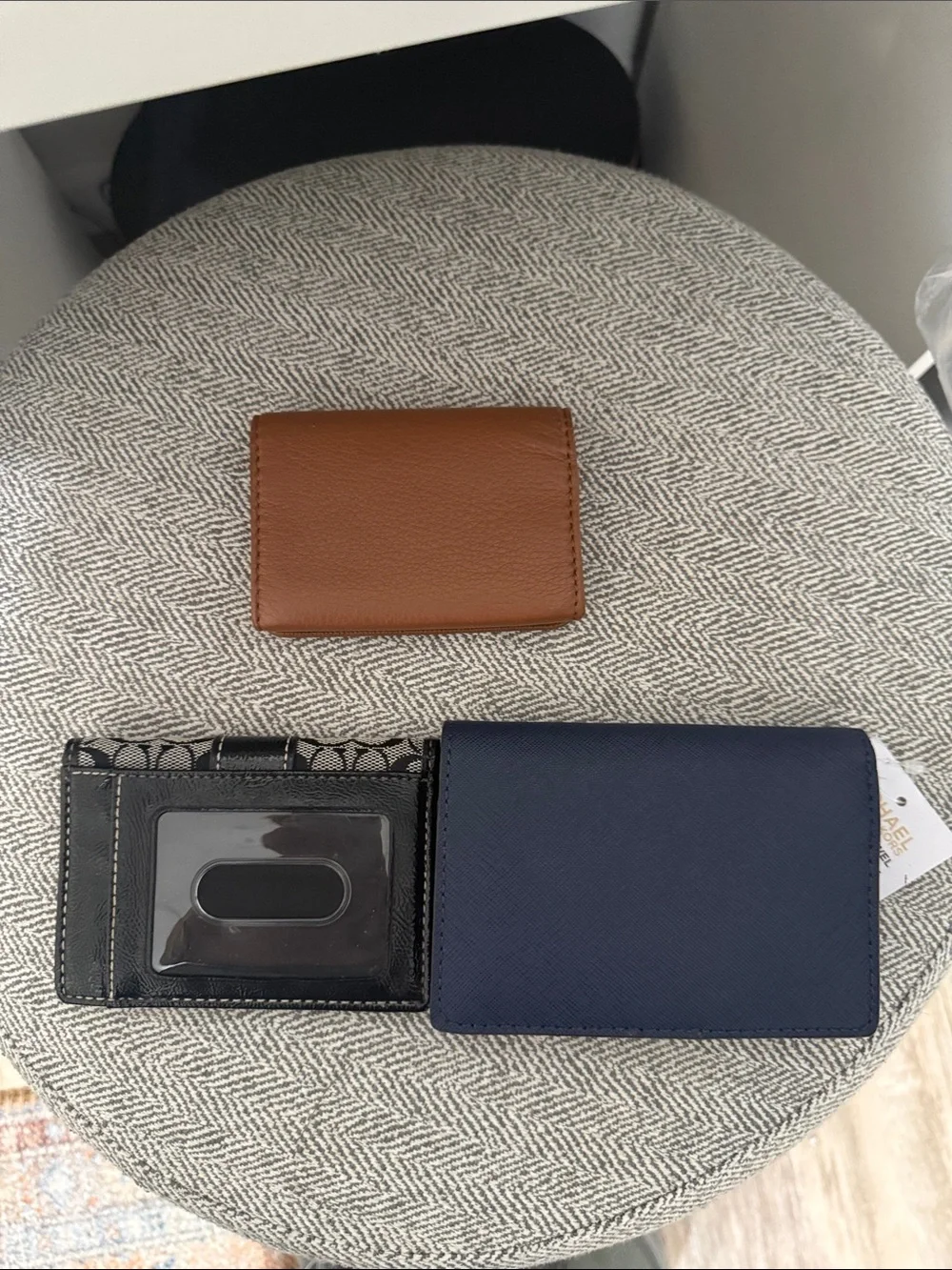 Michael Kors Navy and Brown Leather Card Holder Set
